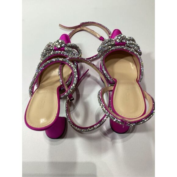 Mach & Mach 140 Double Bow Crystal Embellished Silk Satin Platform Pumps - Picture 16 of 16